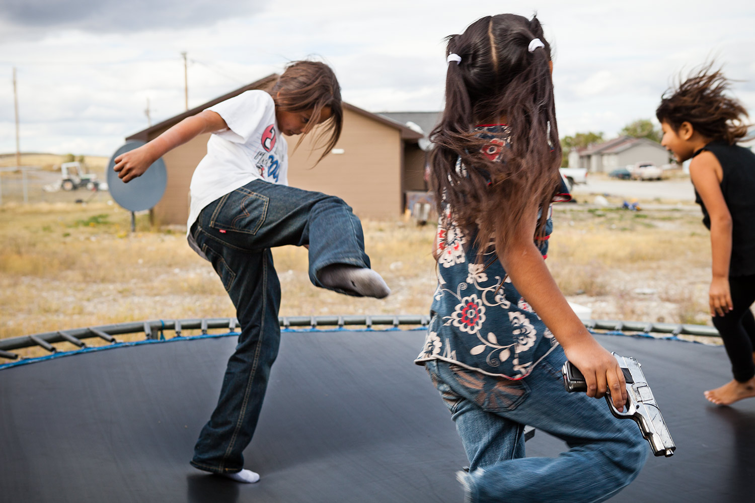 Johnny Spotted Eagle (age 8), Jaiceelyn Tatijana Angel Little Dog (age 4),  Anthelia Wells (age 5).
Corena Mountain Chief's Yard, Heart Butte