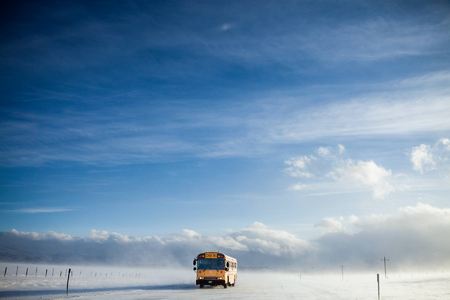 Browning School Bus, 
Highway 2 from East Glacier, 
Blackfeet Reservation, Montana