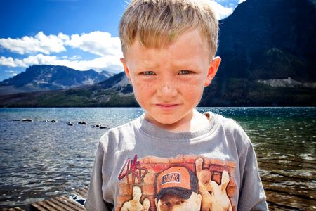 JJ, Age 6 goes fishing on St. Mary Lake